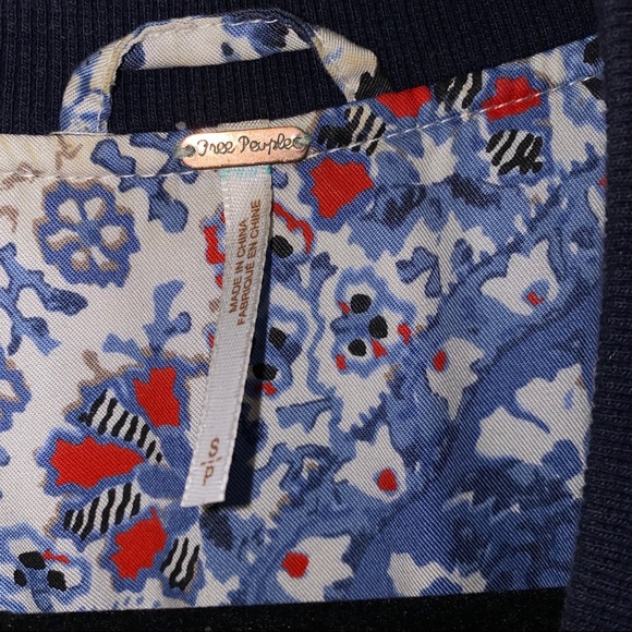 Free People | Daytrip Navy Printed Bomber Jacket - Picture 6 of 8